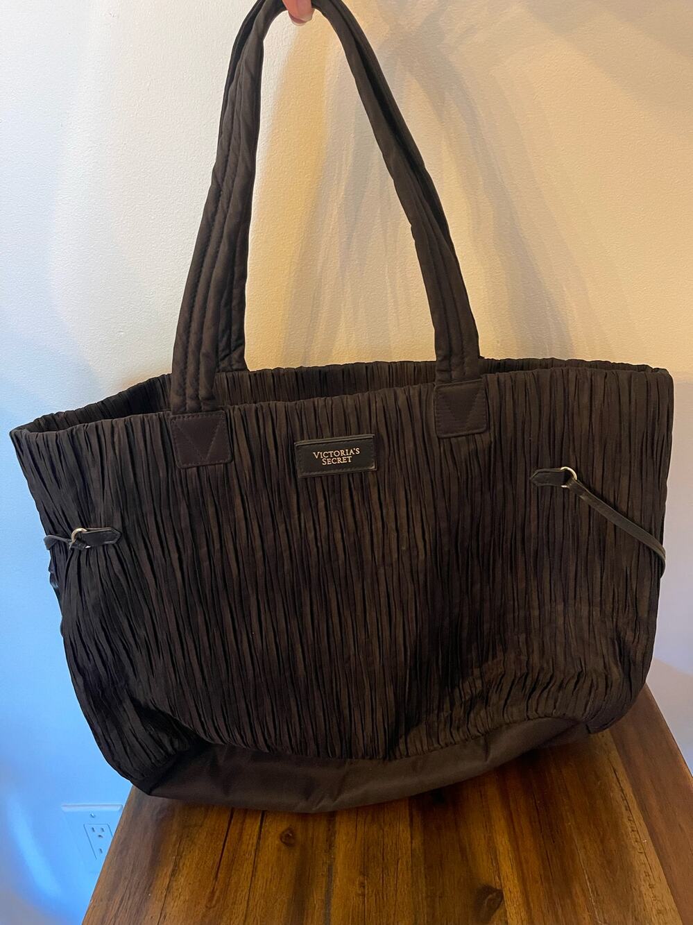 Victoria’s Secret Black Gathered Deluxe Tote Bag